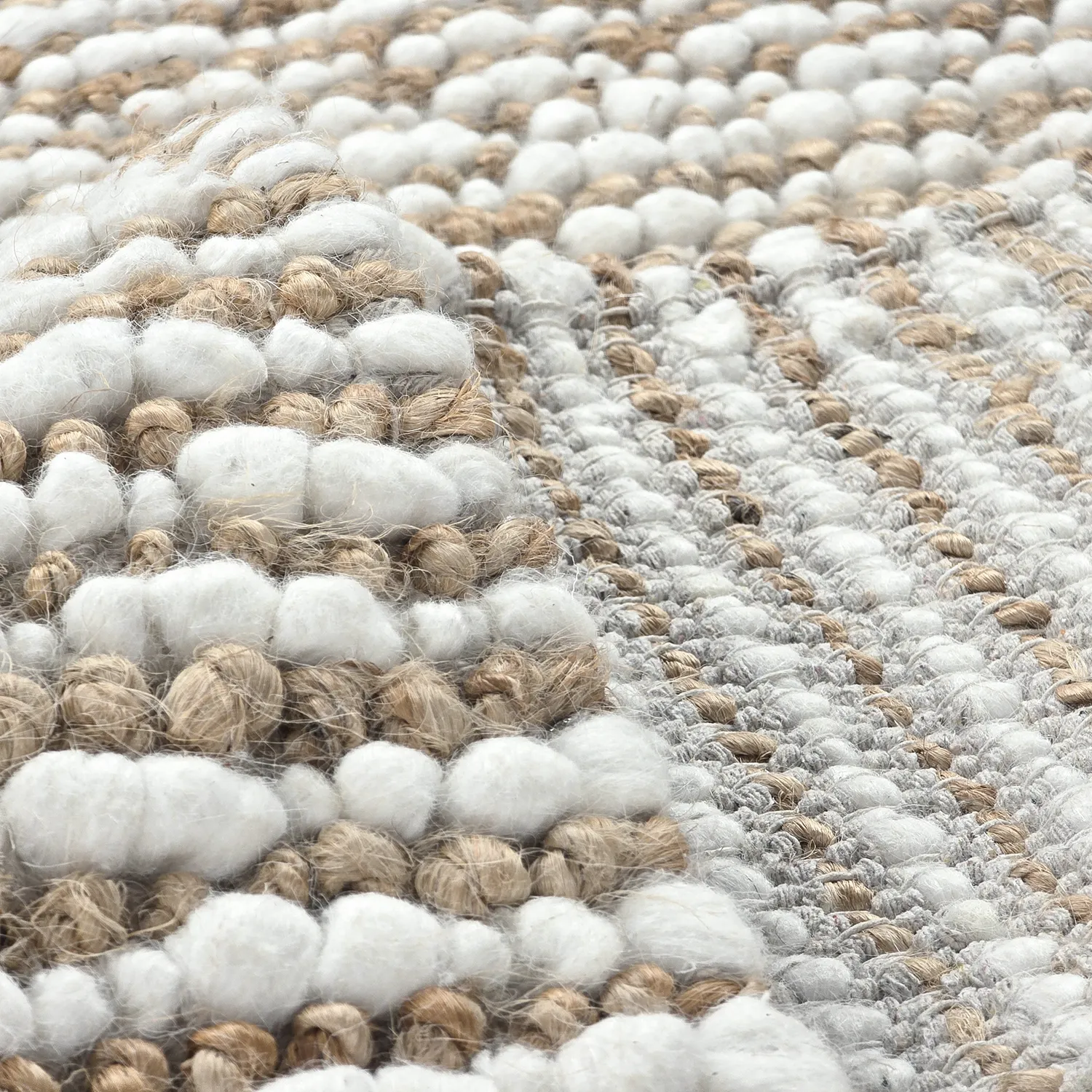 Juteteppe - Bally Jute/wool Bubble (natur/hvit)