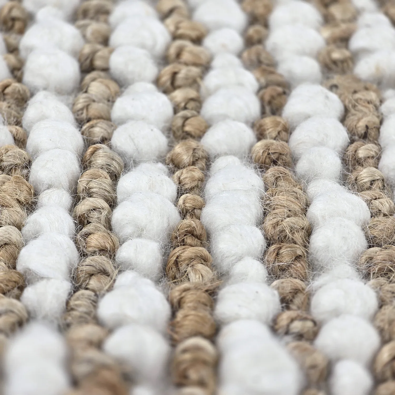 Juteteppe - Bally Jute/wool Bubble (natur/hvit)