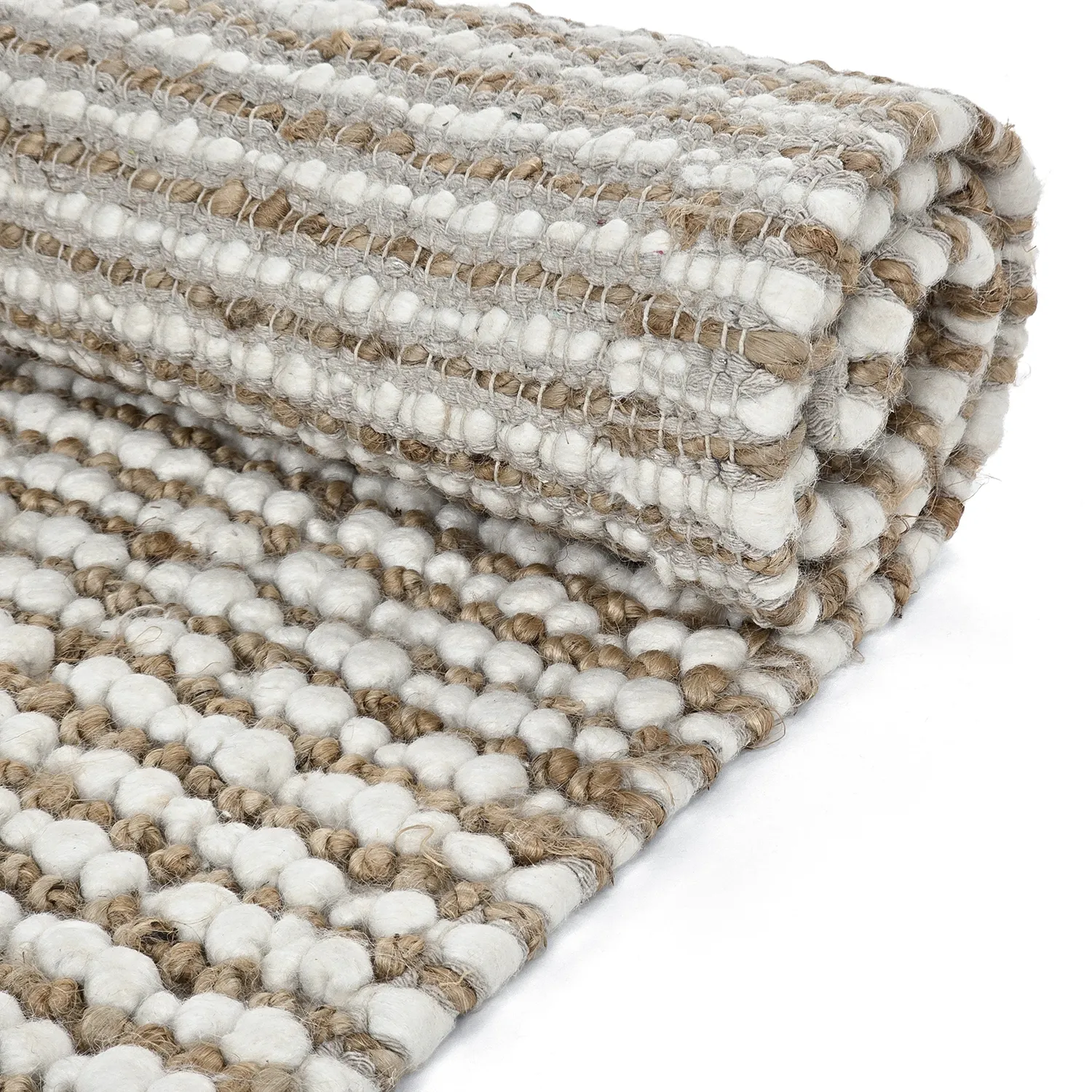 Juteteppe - Bally Jute/wool Bubble (natur/hvit)