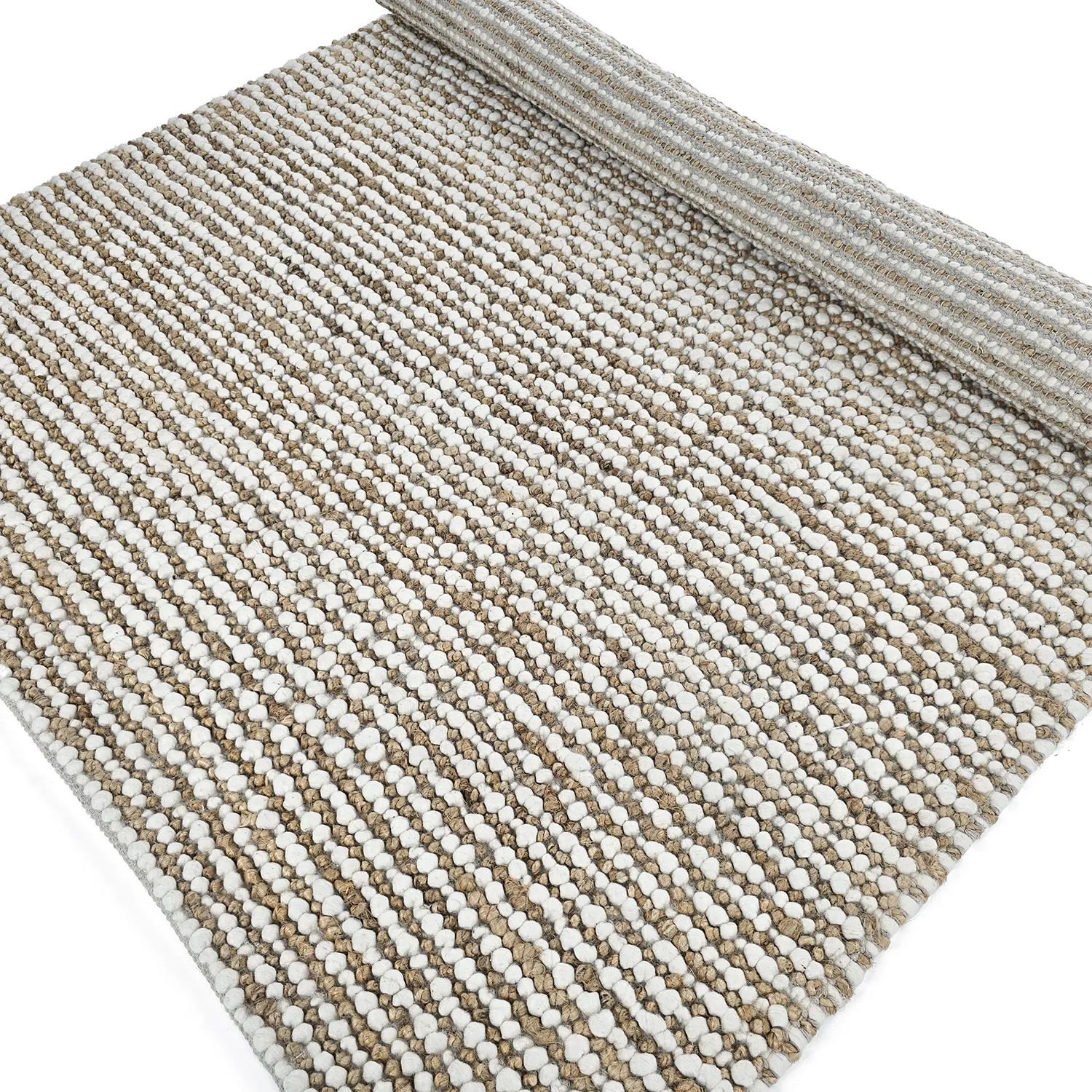 Juteteppe - Bally Jute/wool Bubble (natur/hvit)