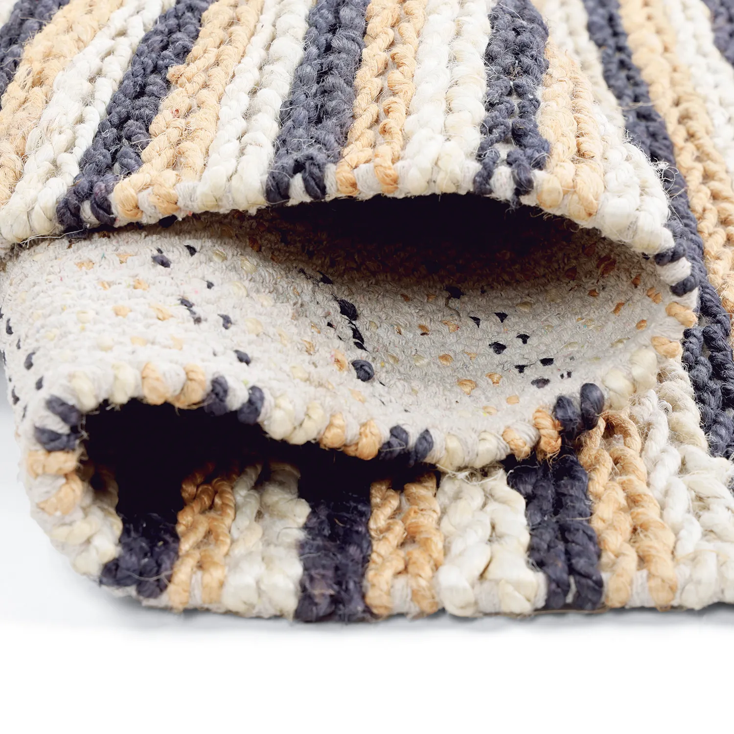 Juteteppe - Howrah Braided Jute (naturlig/hvit/svart)