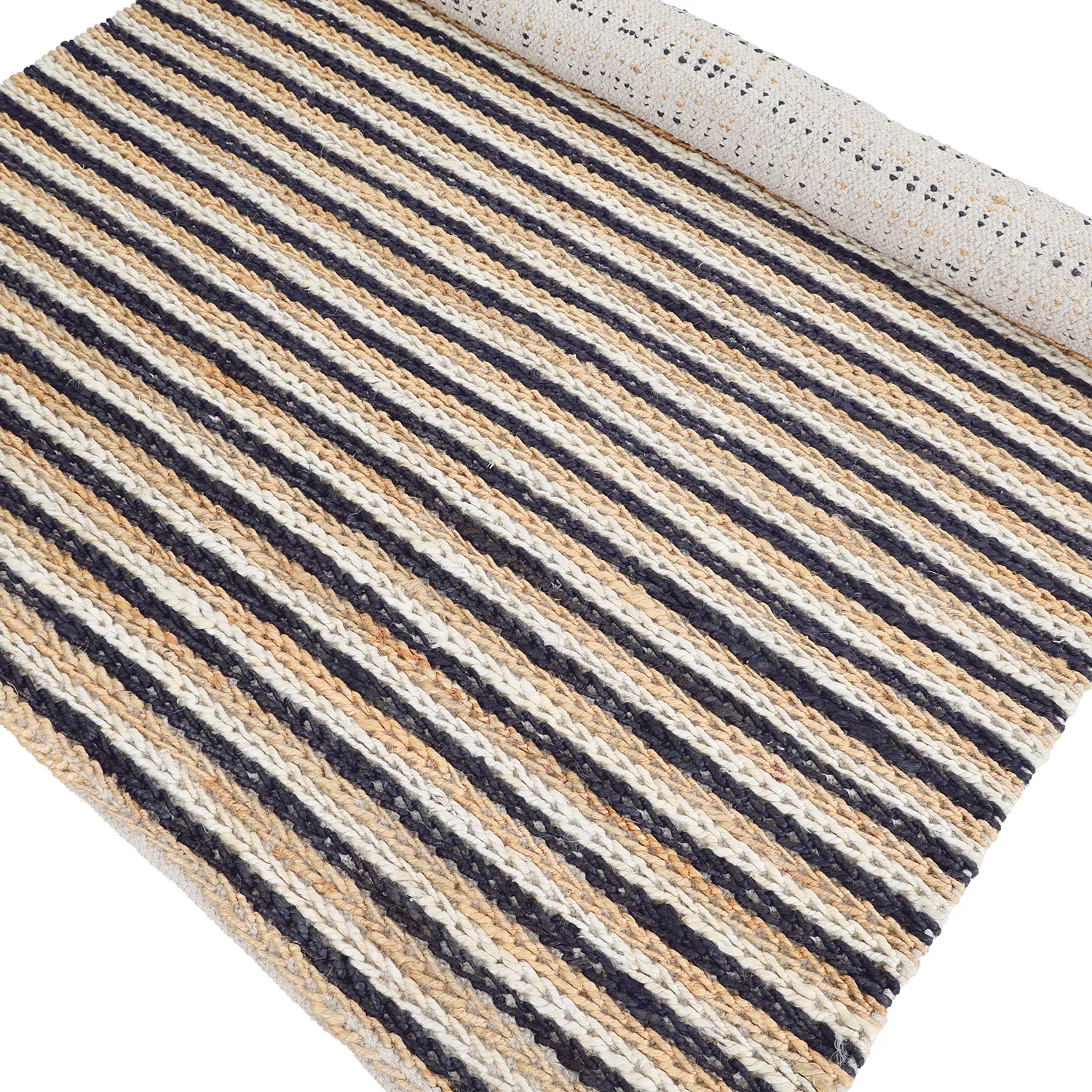 Juteteppe - Howrah Braided Jute (naturlig/hvit/svart)
