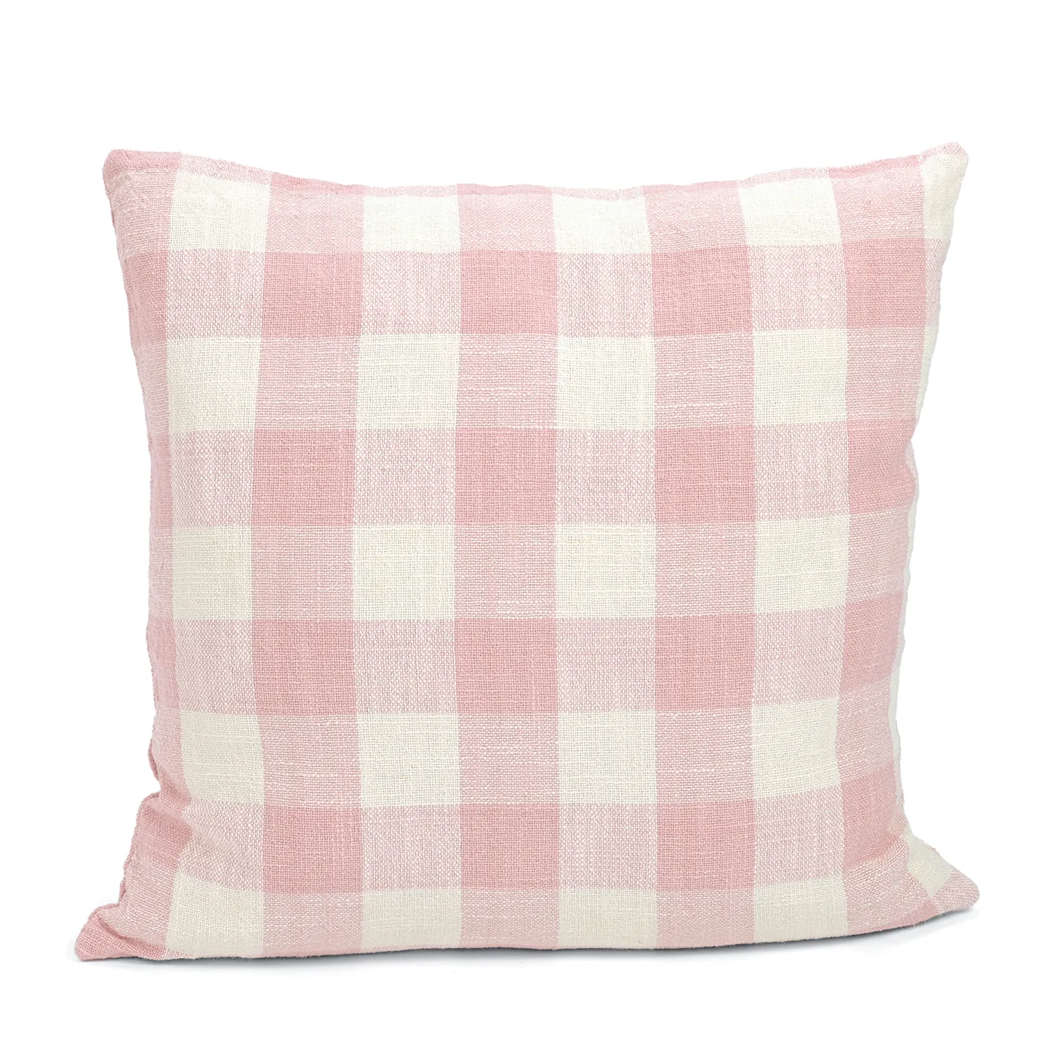 Putetrekk - Isela check cotton cushion cover (krem/rosa)