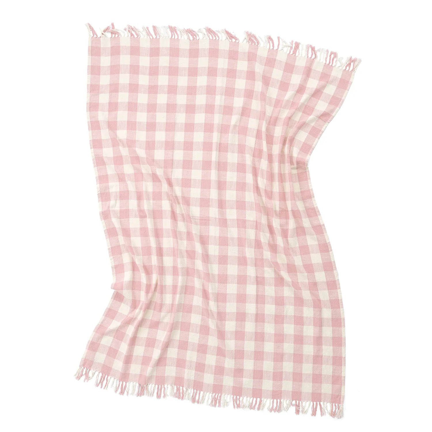 Pledd - Isela check cotton throw (krem/rosa)