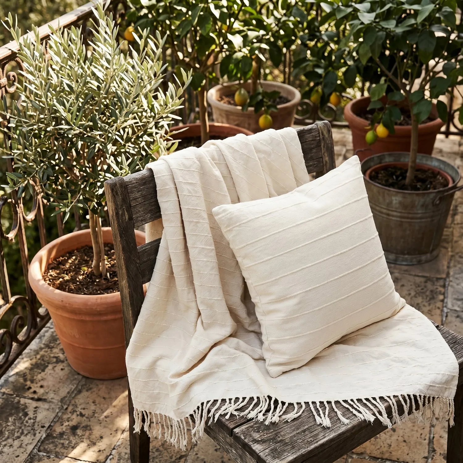 Putetrekk - Nalani cotton cushion cover (krem)