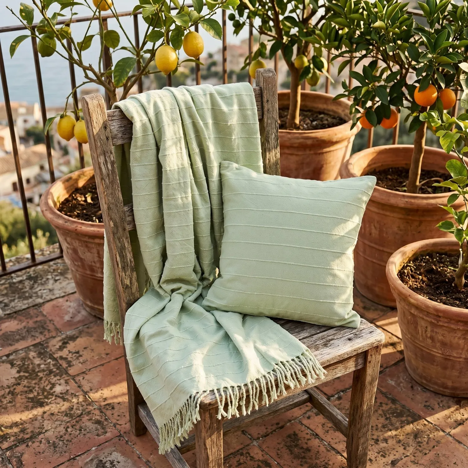 Putetrekk - Nalani cotton cushion cover (lysegrønn)