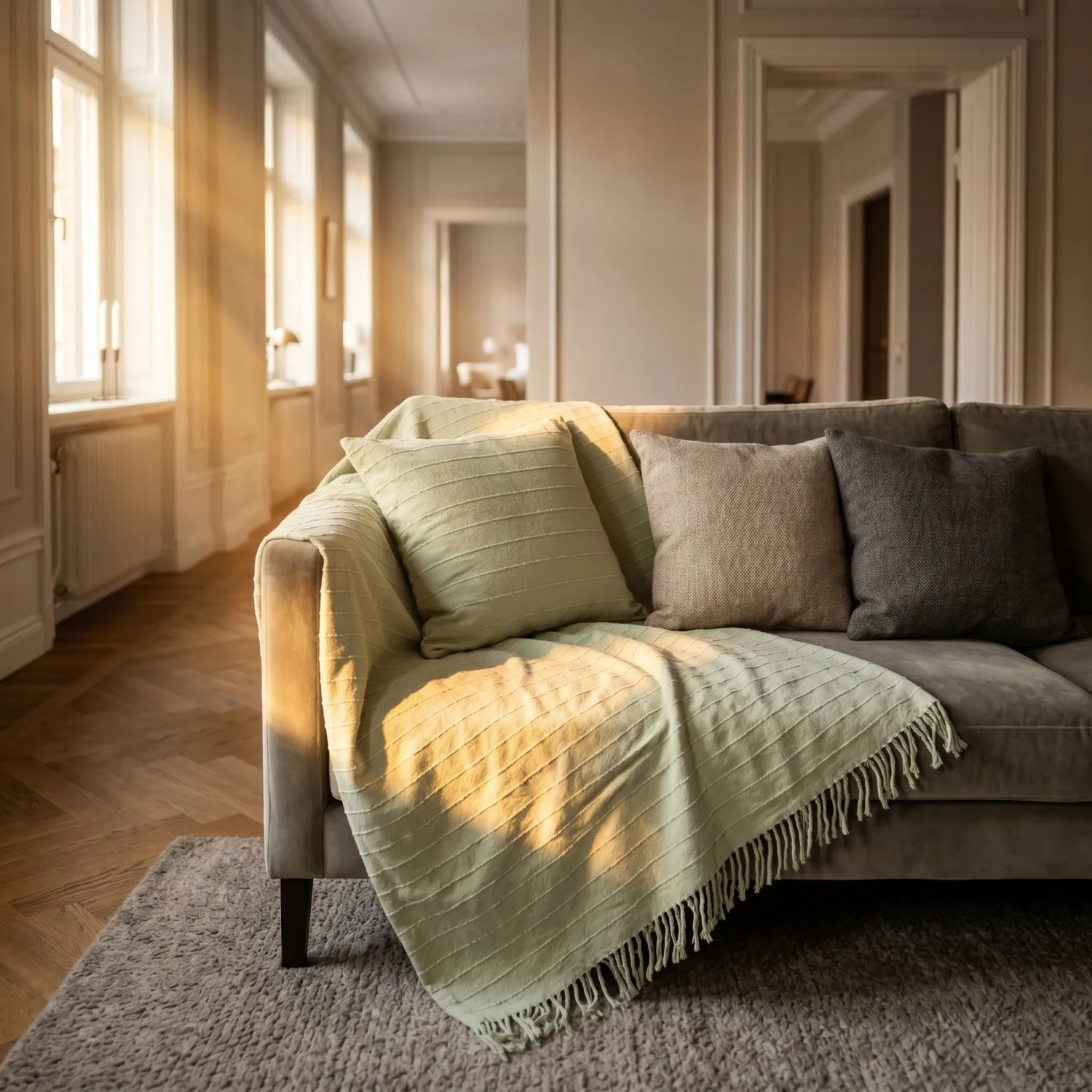Pledd - Nalani cotton throw (lysegrønn)