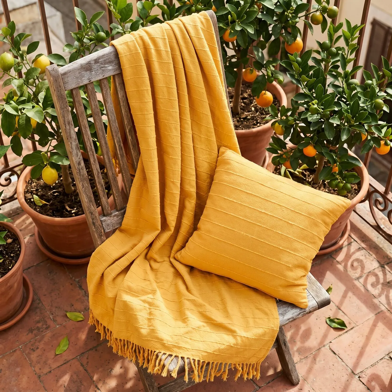 Pledd - Nalani cotton throw (oransje)