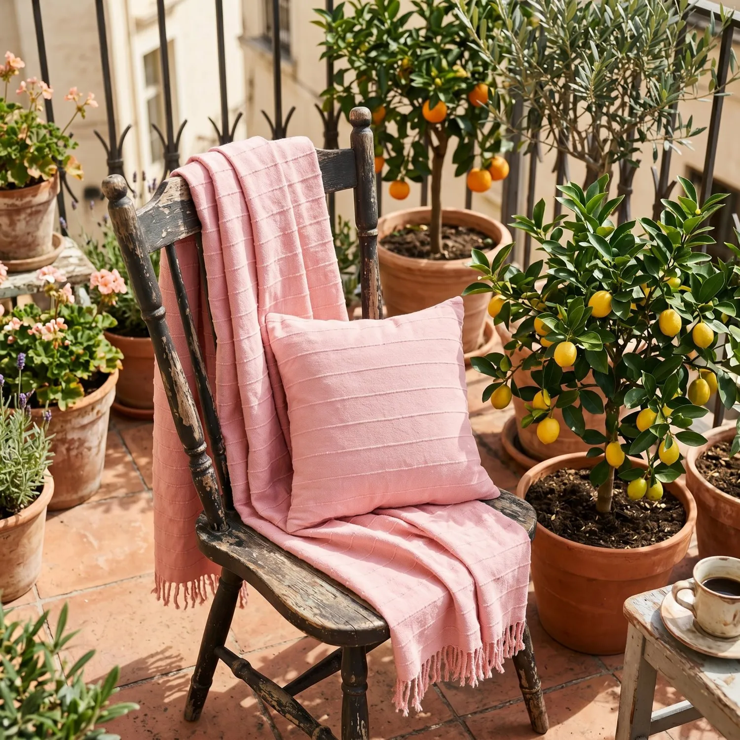 Pledd - Nalani cotton throw (rosa)