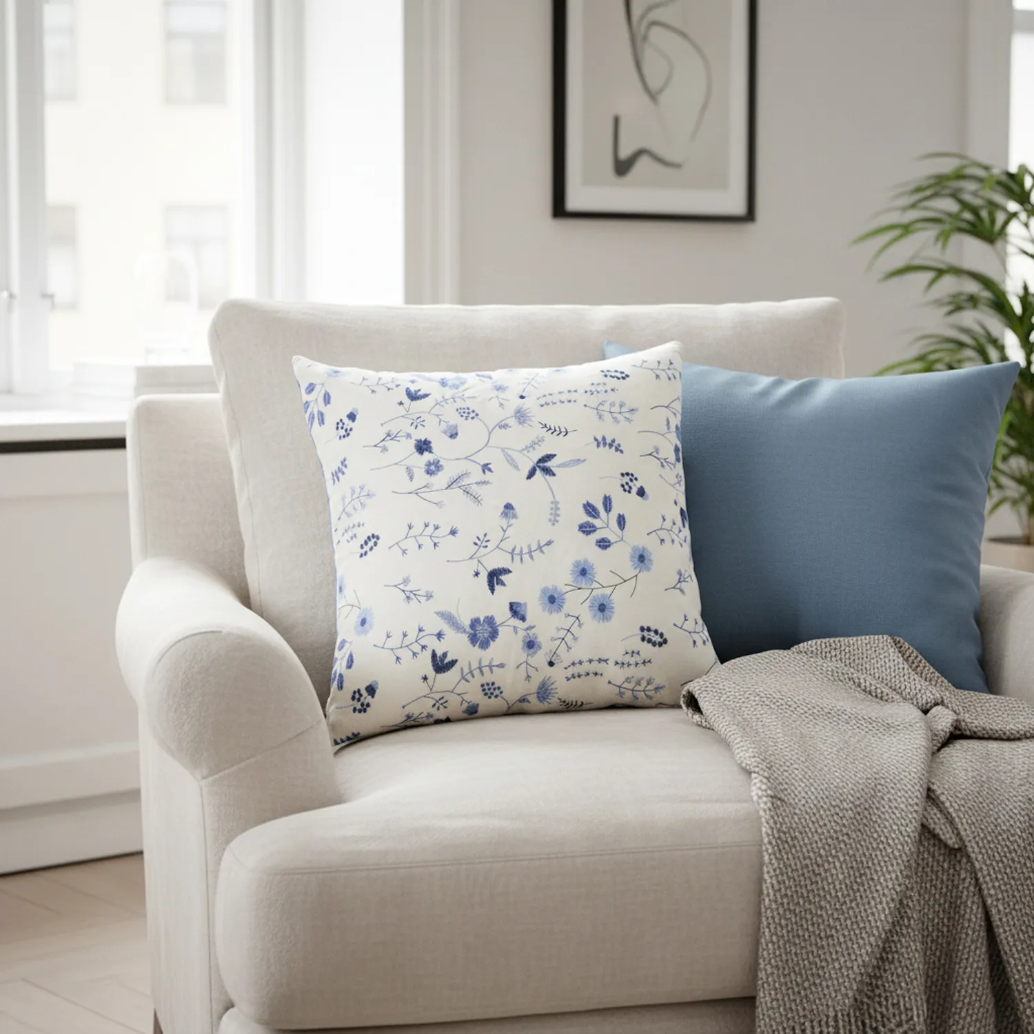 Putetrekk - Stavanger Embroidered Cushion Cover (multi)