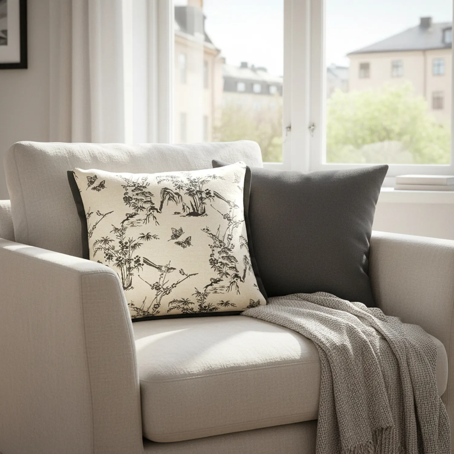 Putetrekk - Viborg Embroidered Cushion Cover (multi)
