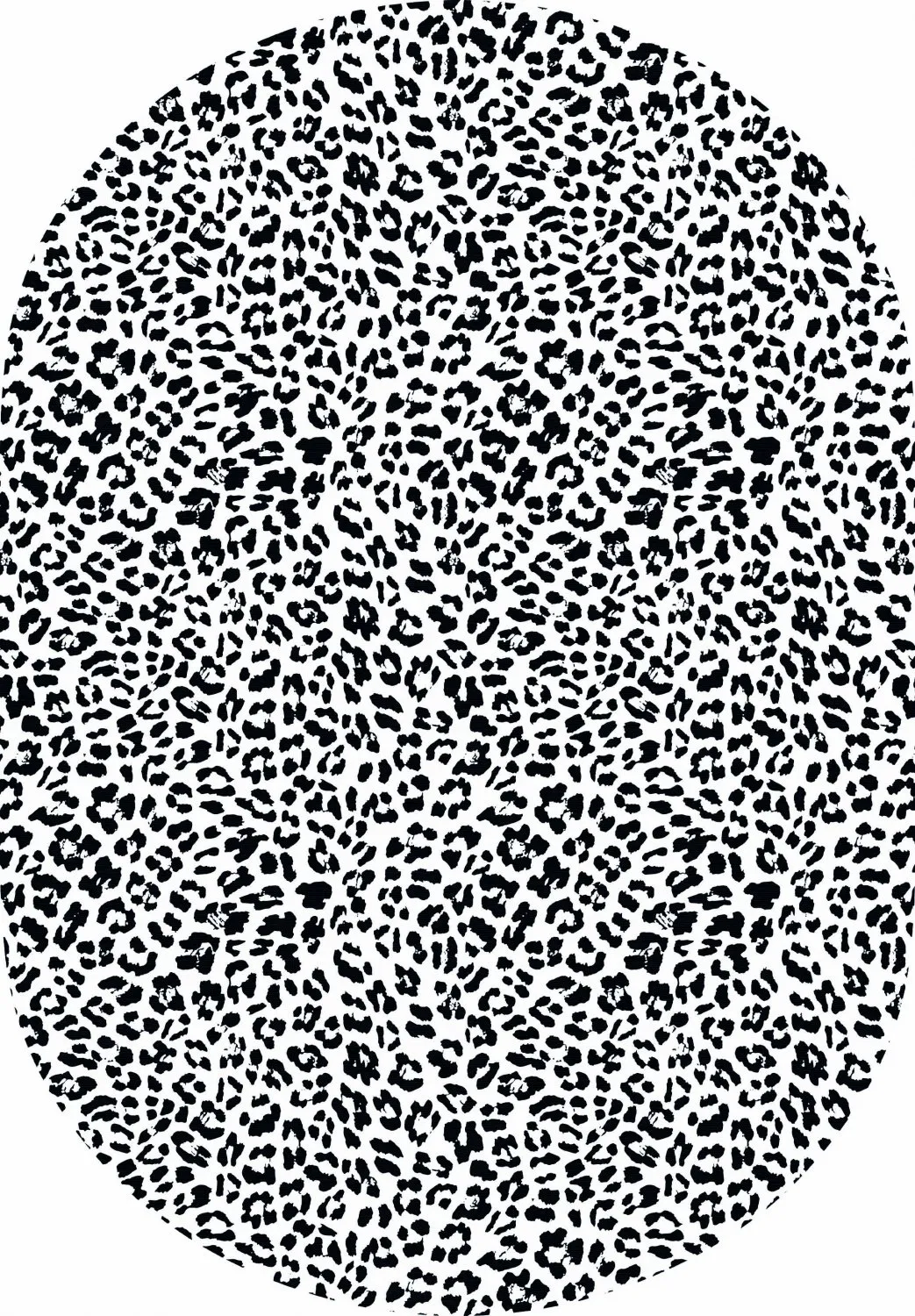 Ovalt teppe - Leopard (svart/hvit)