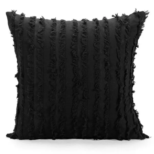 Putetrekk - Boho Linen 45 x 45 cm (svart)