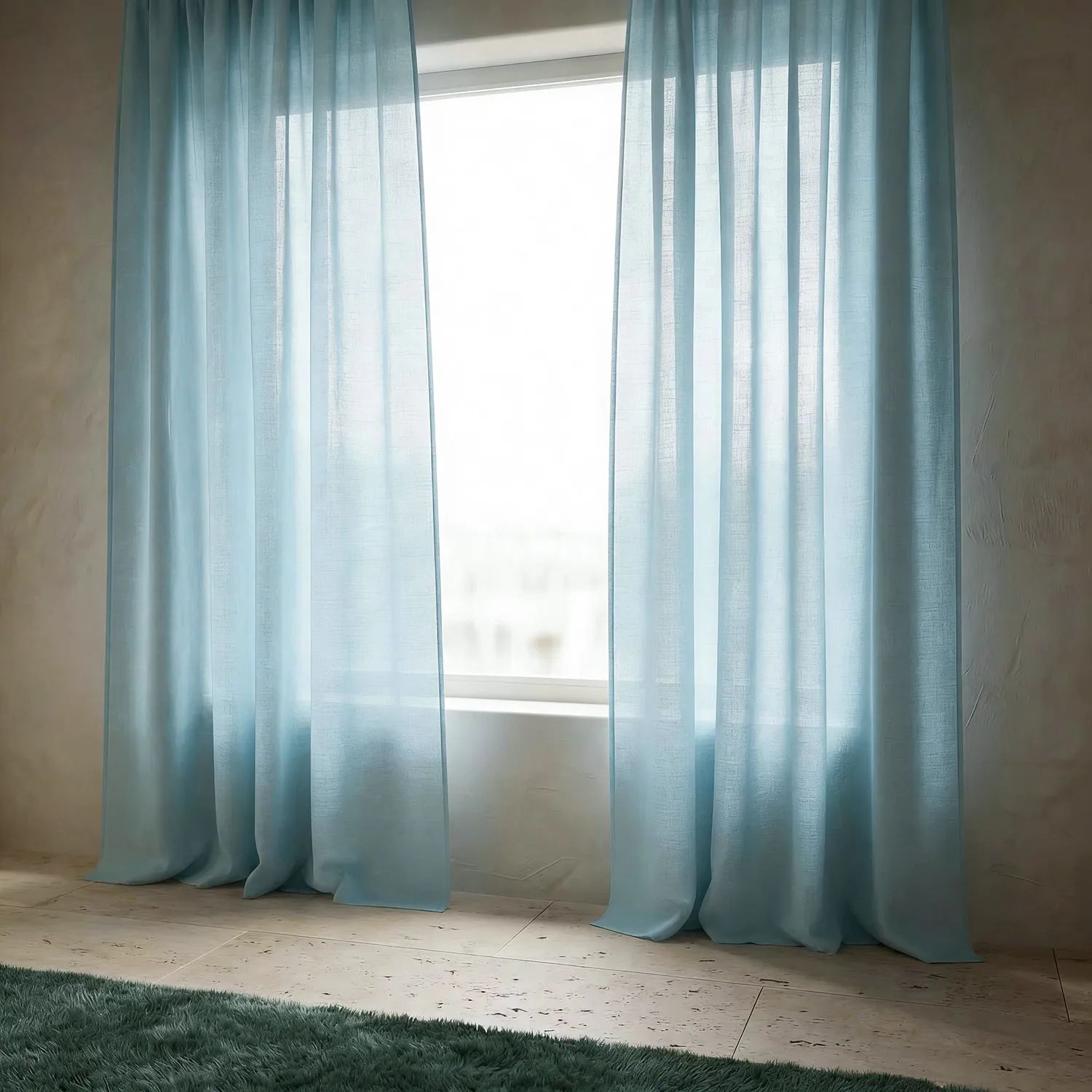 Gardiner 2-pk - Linmixgardin Lumira (lyseblått)
