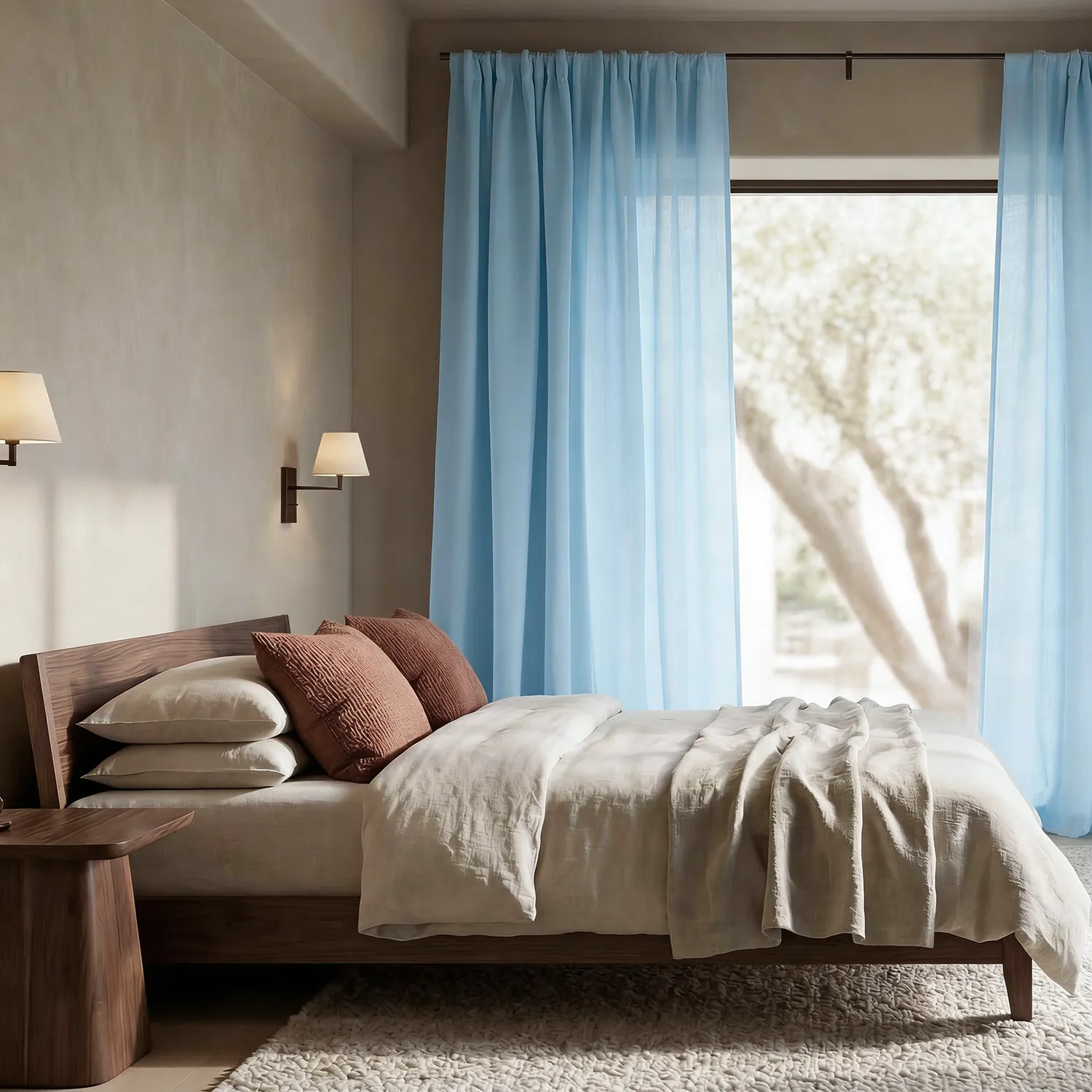 Gardiner 2-pk - Linmixgardin Lumira (lyseblått)