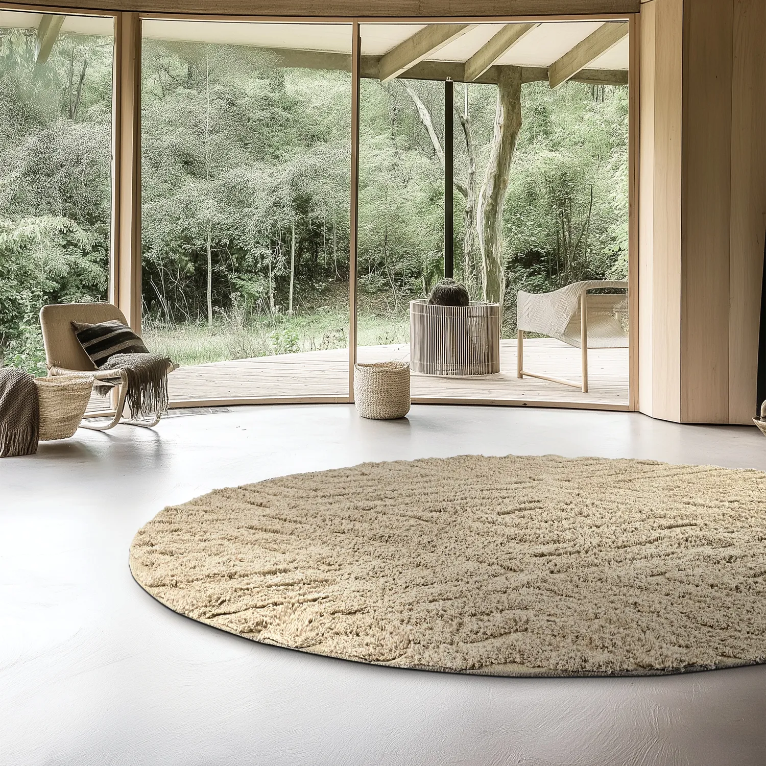 Runde tepper - Amberley Natural Cotton Shaggy (beige)