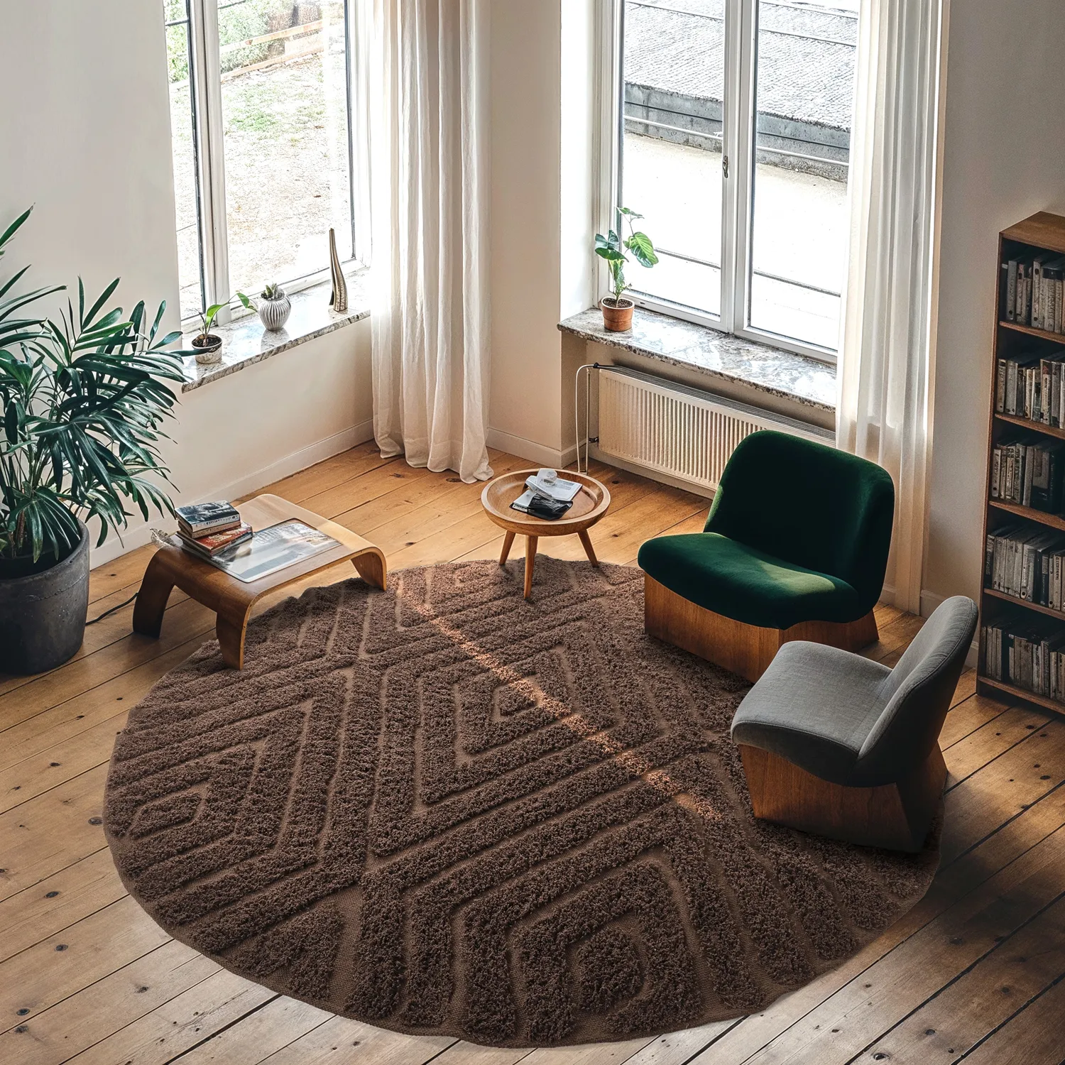 Runde tepper - Amberley Natural Cotton Shaggy (brun)