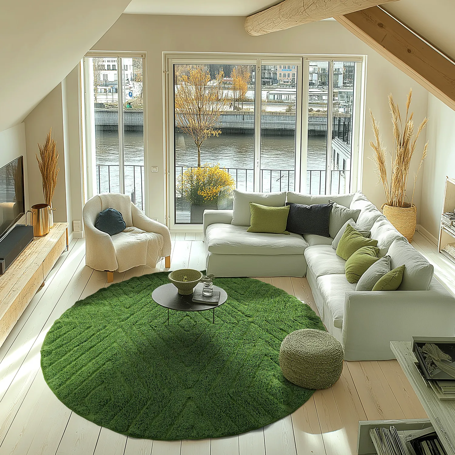 Runde tepper - Amberley Natural Cotton Shaggy (grønn)