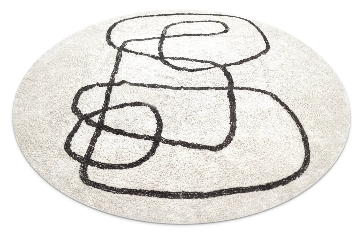 Runde tepper - Bavello Natural Cotton Shaggy (offwhite/svart)