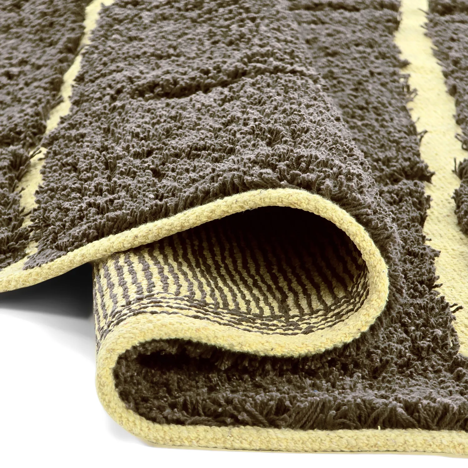 Runde tepper - Bellevue Natural Cotton Shaggy (brun/gul)