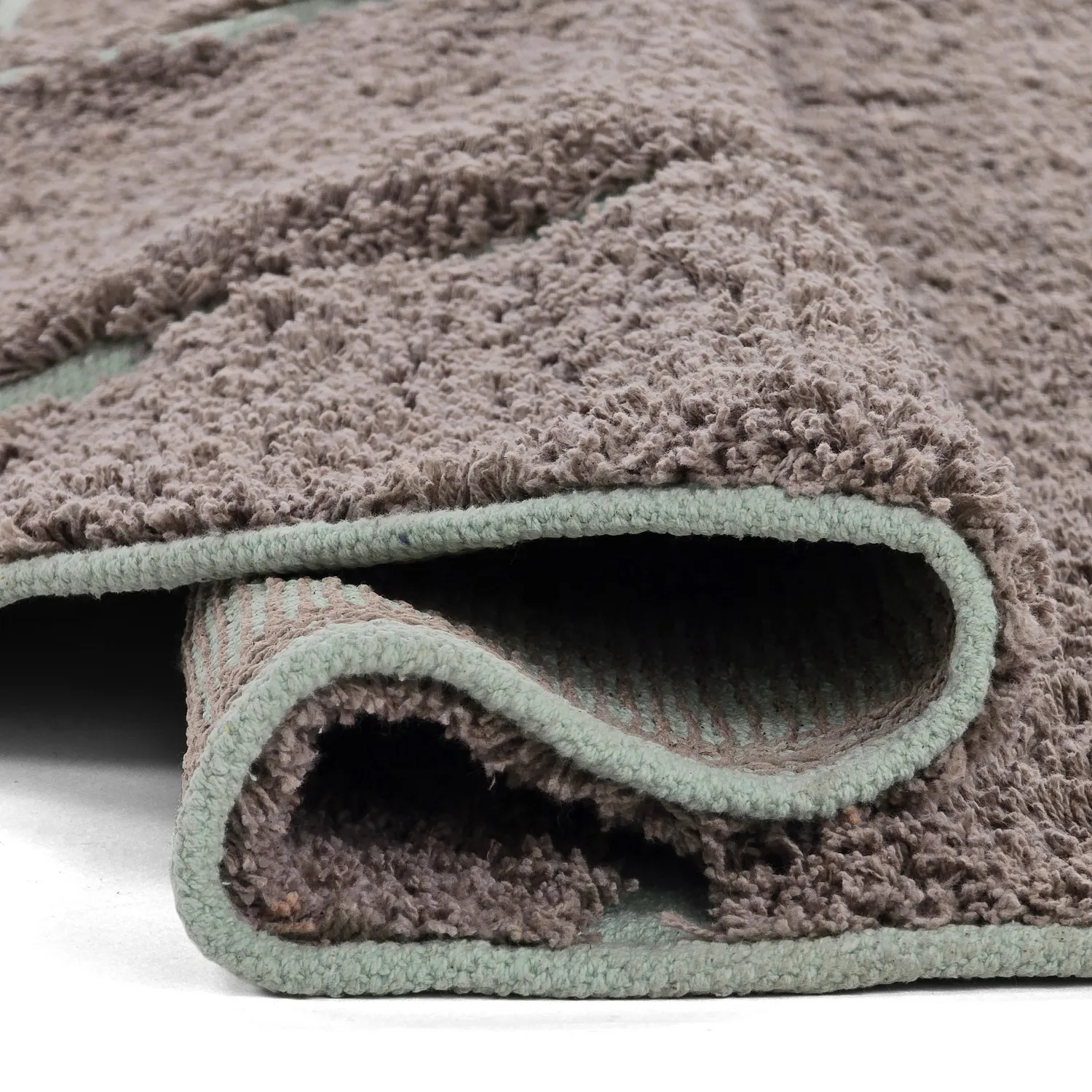 Runde tepper - Bellevue Natural Cotton Shaggy (taupe/grønn)