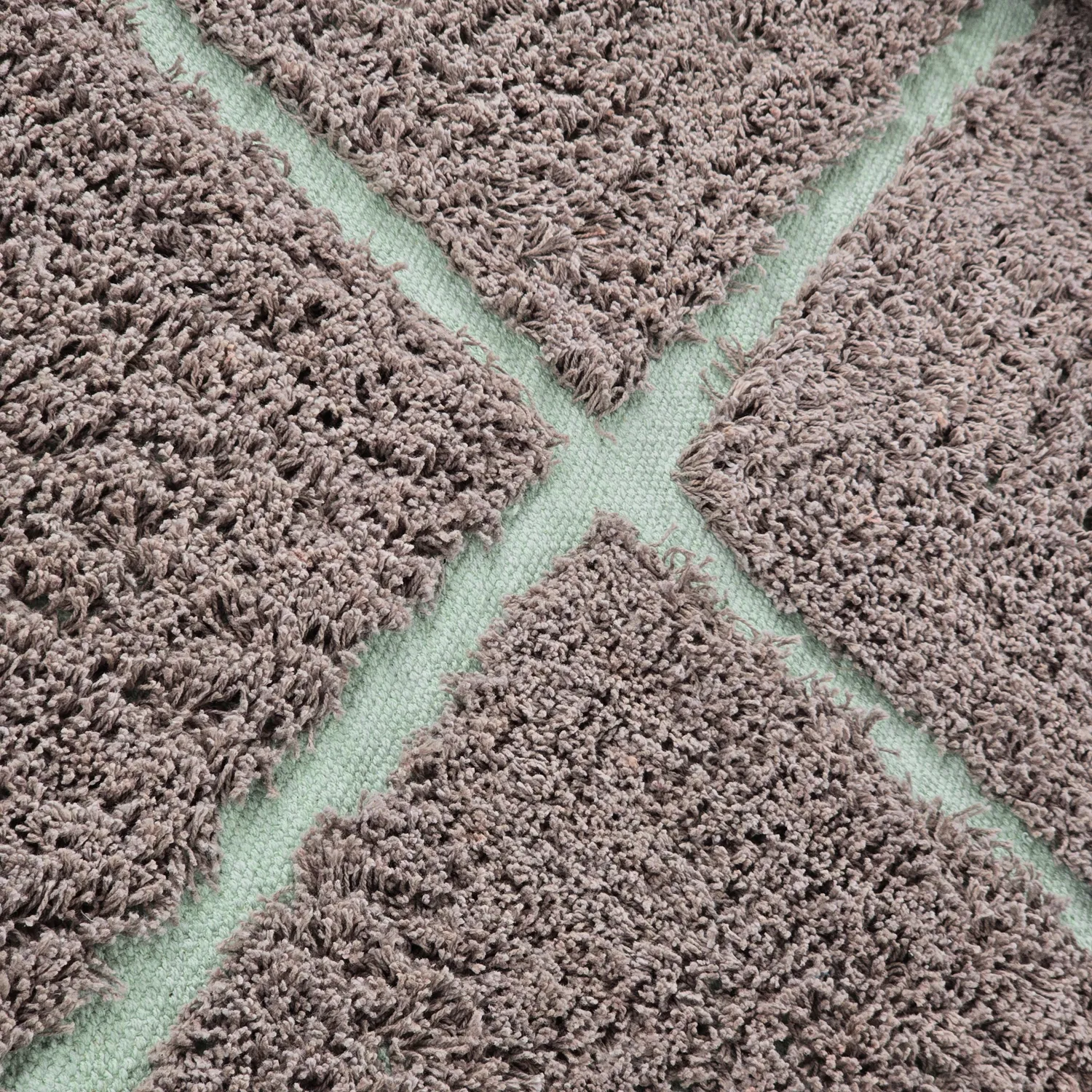 Runde tepper - Bellevue Natural Cotton Shaggy (taupe/grønn)