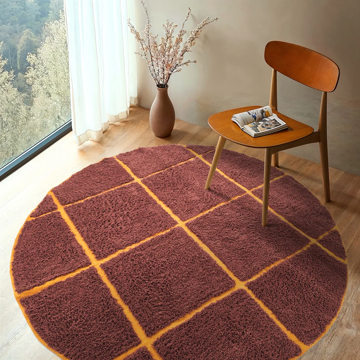 Runde tepper - Bellevue Natural Cotton Shaggy (rød/oransje)