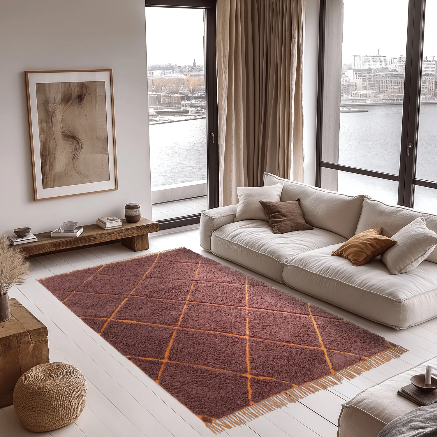 Ryetepper - Bellevue Natural Cotton Shaggy (rød/oransje)