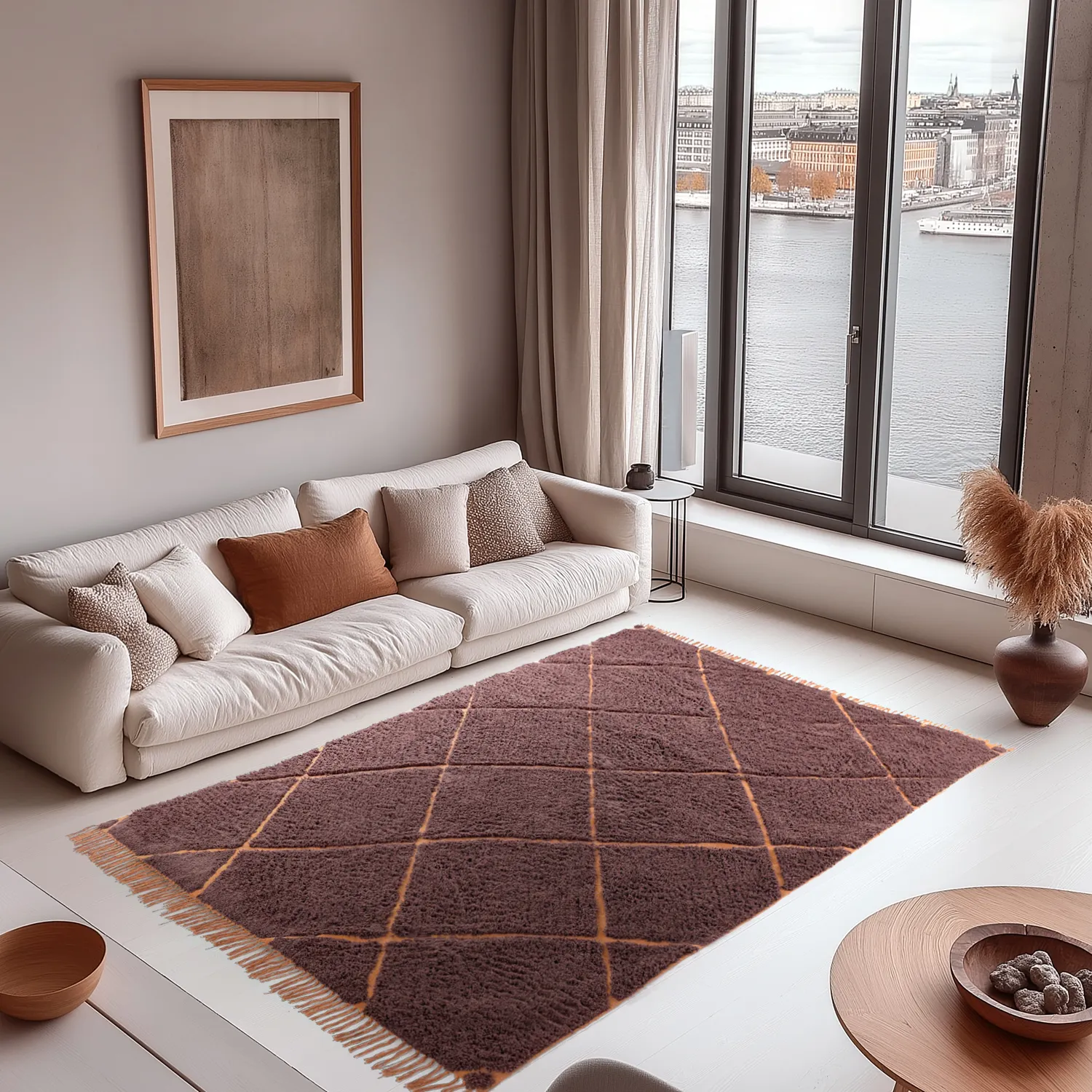Ryetepper - Bellevue Natural Cotton Shaggy (rød/oransje)