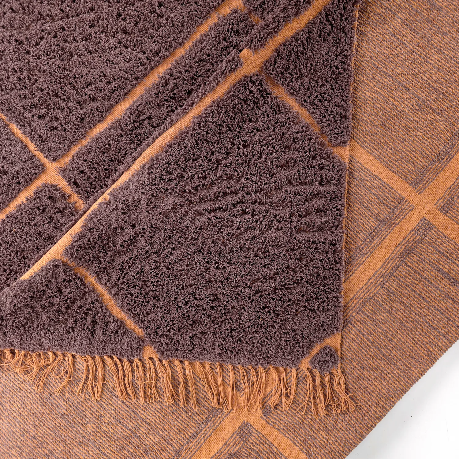 Ryetepper - Bellevue Natural Cotton Shaggy (rød/oransje)