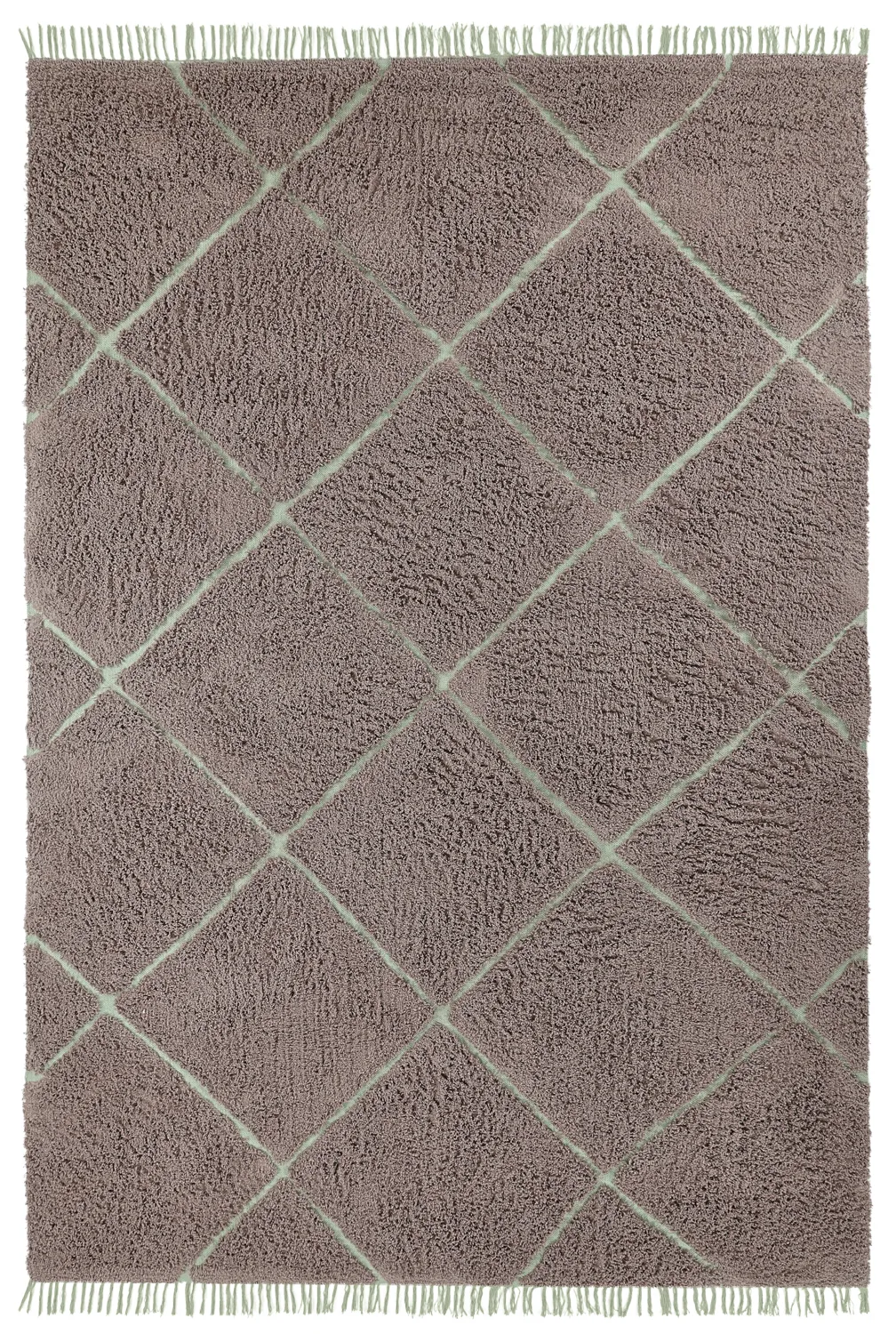 Ryetepper - Bellevue Natural Cotton Shaggy (taupe/grønn)