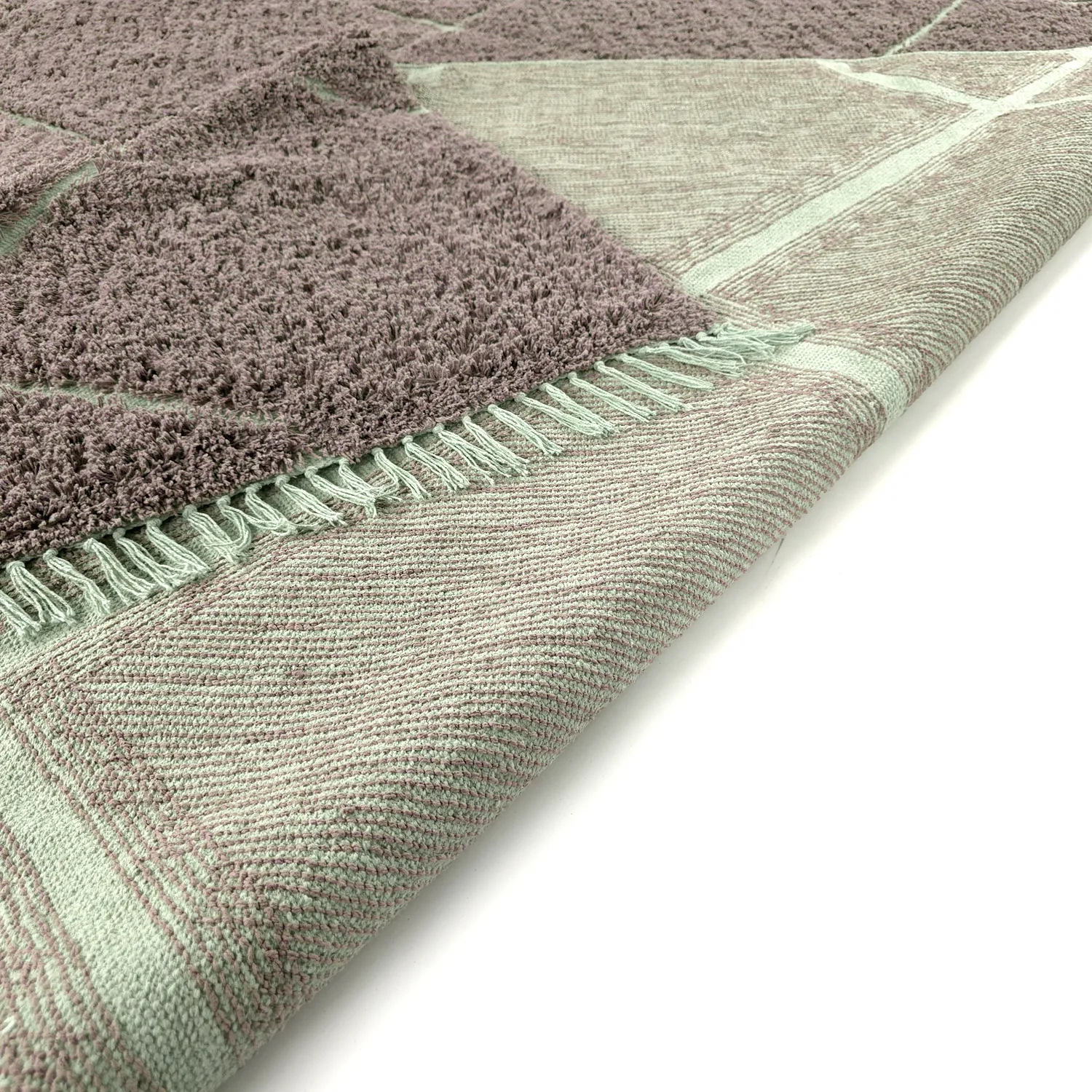 Ryetepper - Bellevue Natural Cotton Shaggy (taupe/grønn)