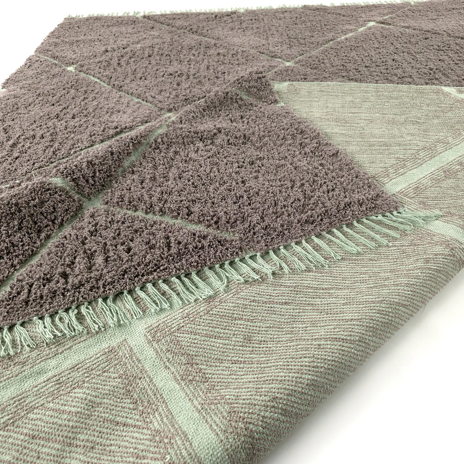 Ryetepper - Bellevue Natural Cotton Shaggy (taupe/grønn)