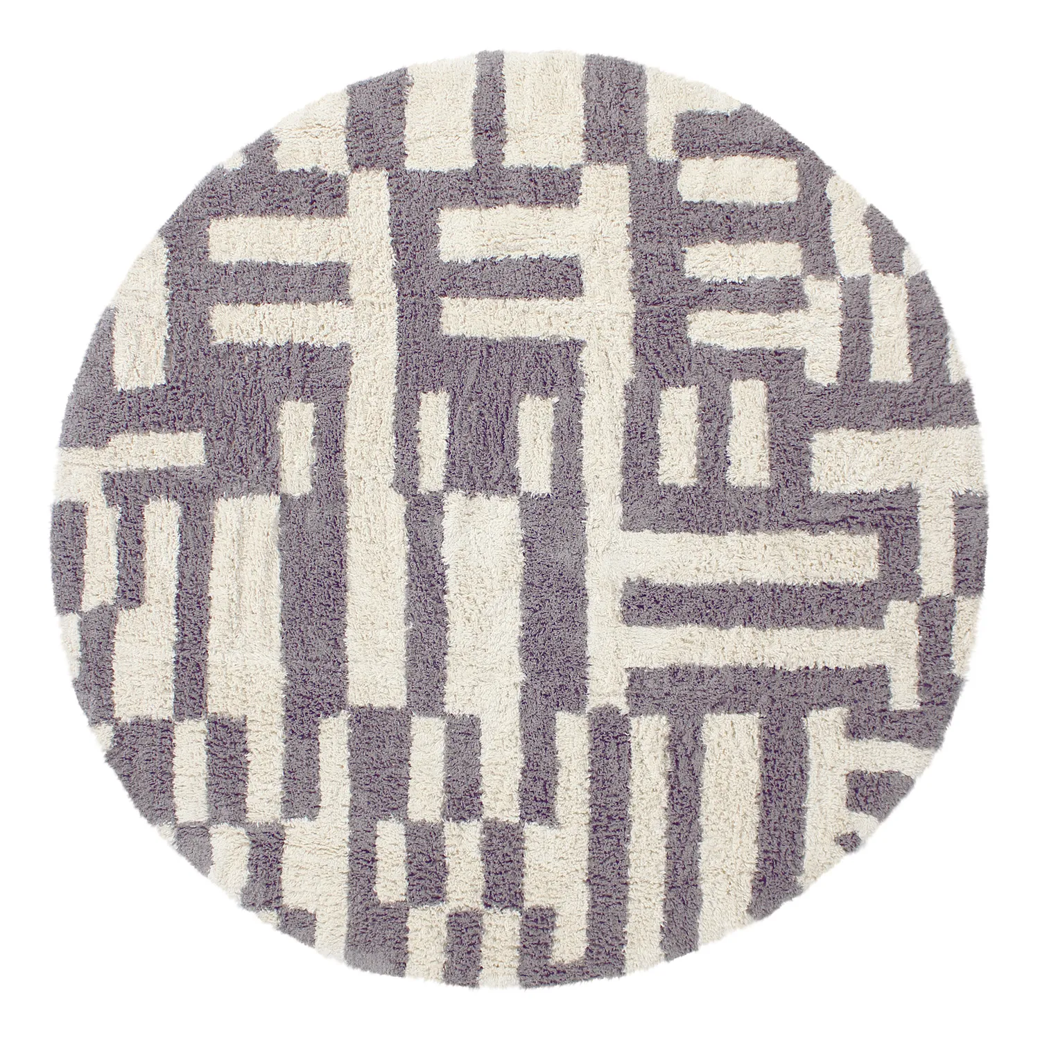 Runde tepper - Bergamo Natural Cotton Shaggy (grå/hvit)