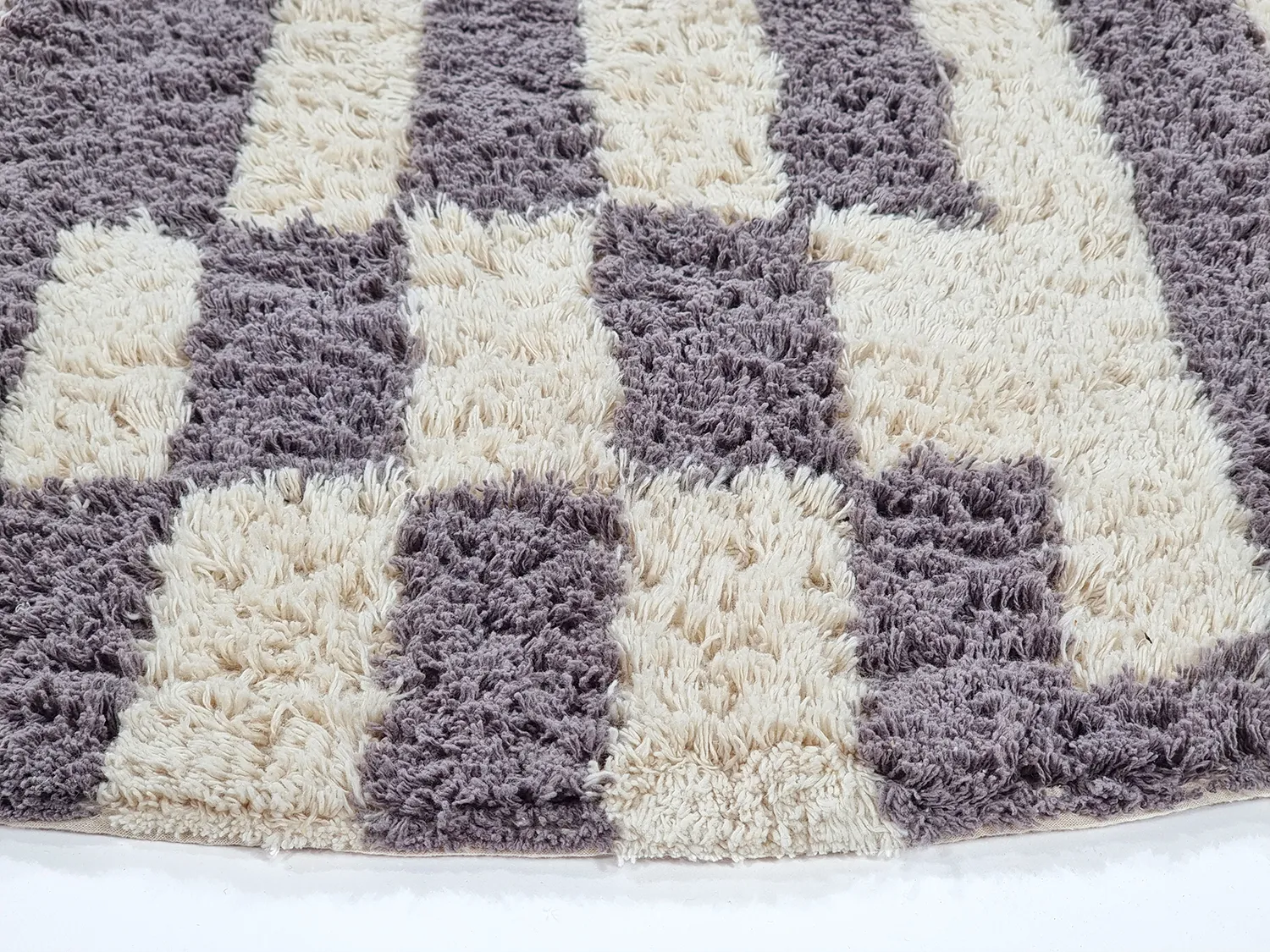 Runde tepper - Bergamo Natural Cotton Shaggy (grå/hvit)