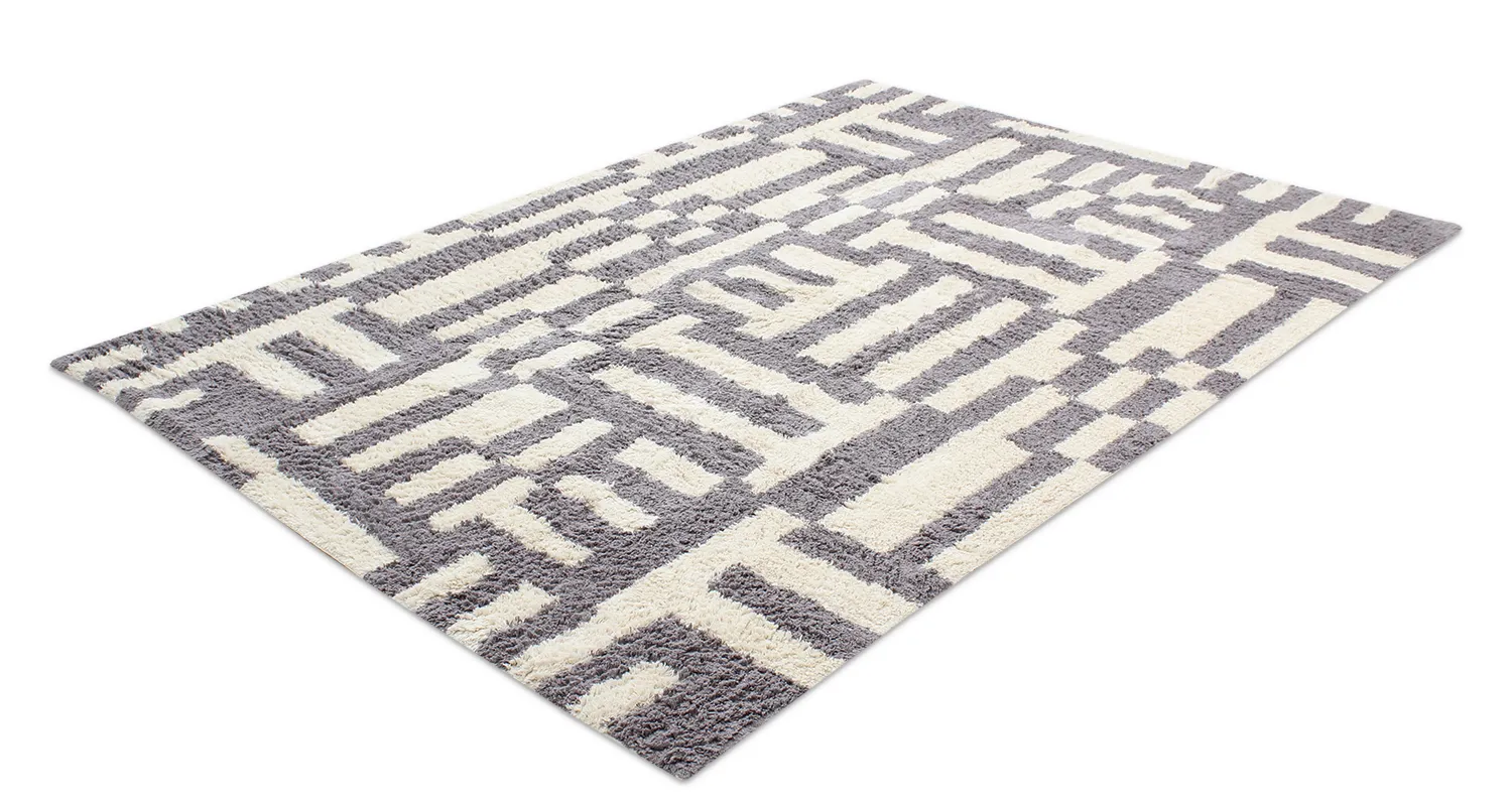 Ryetepper - Bergamo Natural Cotton Shaggy (grå/hvit)