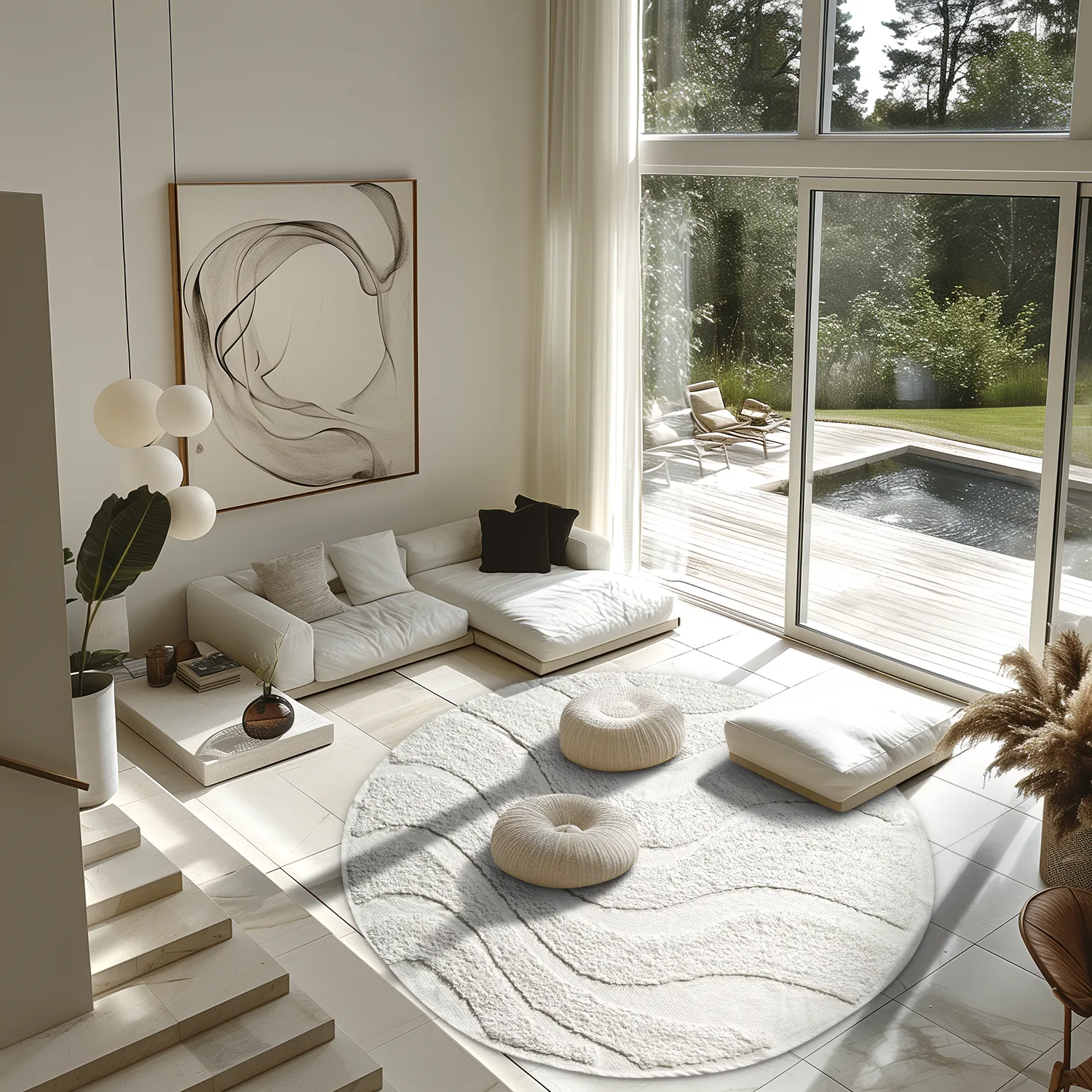 Runde tepper - Bonnie Natural Cotton Shaggy (offwhite)