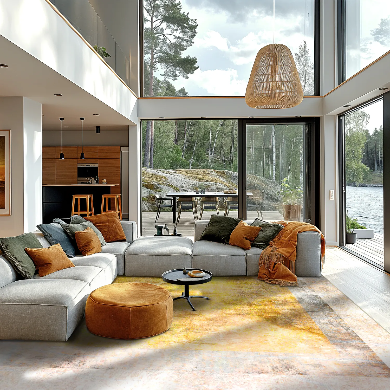 Wilton-teppe - Budoni (grå/beige/gul)