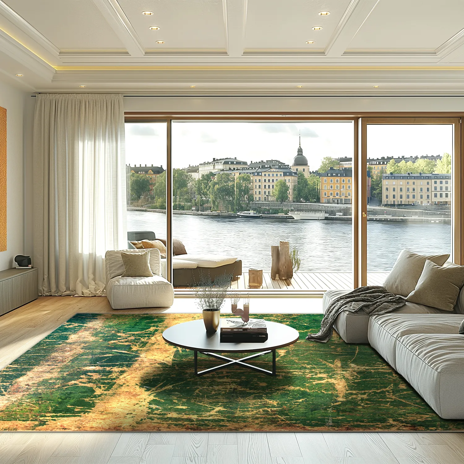 Wilton-teppe - Cantoria (beige/grønn)