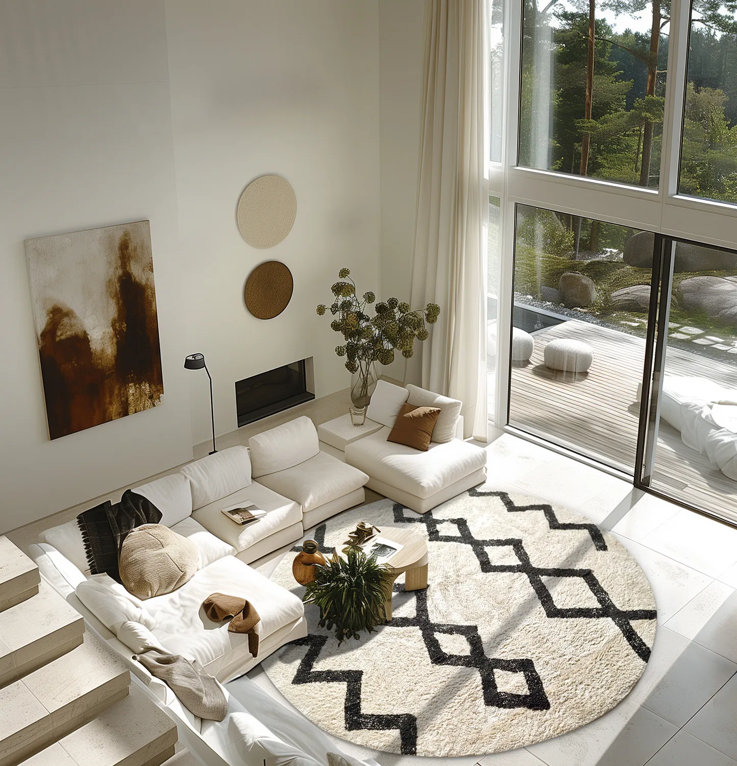Runde tepper - Chablis Natural Cotton Shaggy (offwhite/svart)
