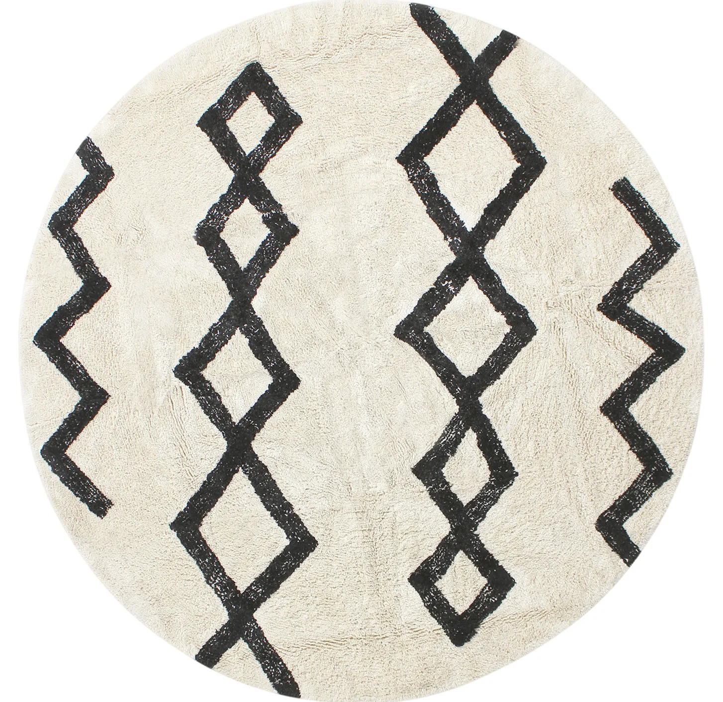Runde tepper - Chablis Natural Cotton Shaggy (offwhite/svart)
