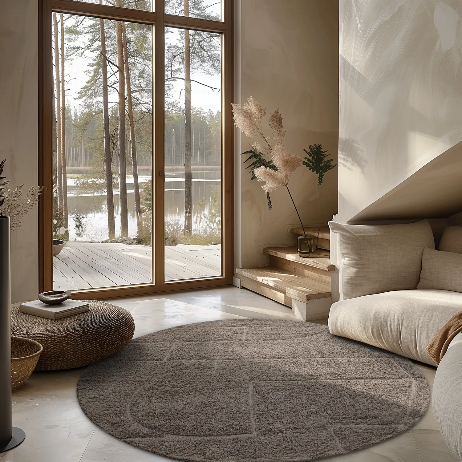 Runde tepper - Cremona Natural Cotton Shaggy (taupe)