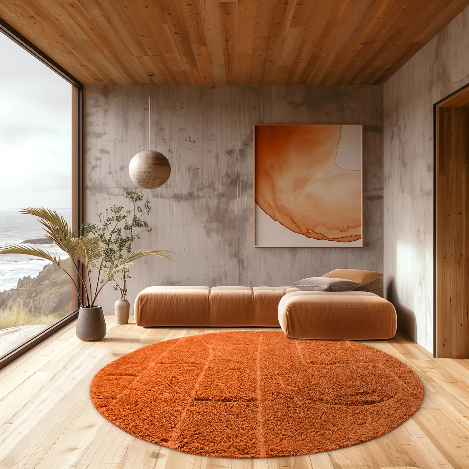 Runde tepper - Cremona Natural Cotton Shaggy (oransje)