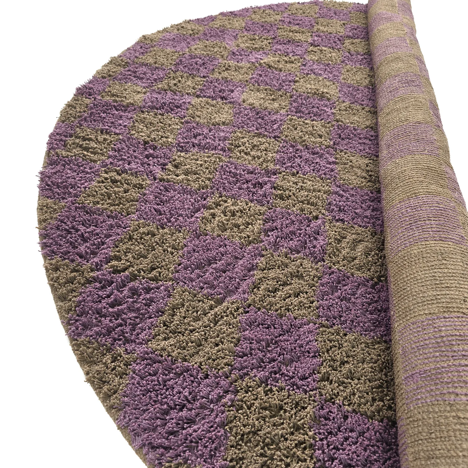 Runde tepper - Elsey Natural Cotton Shaggy (brun/lilla)