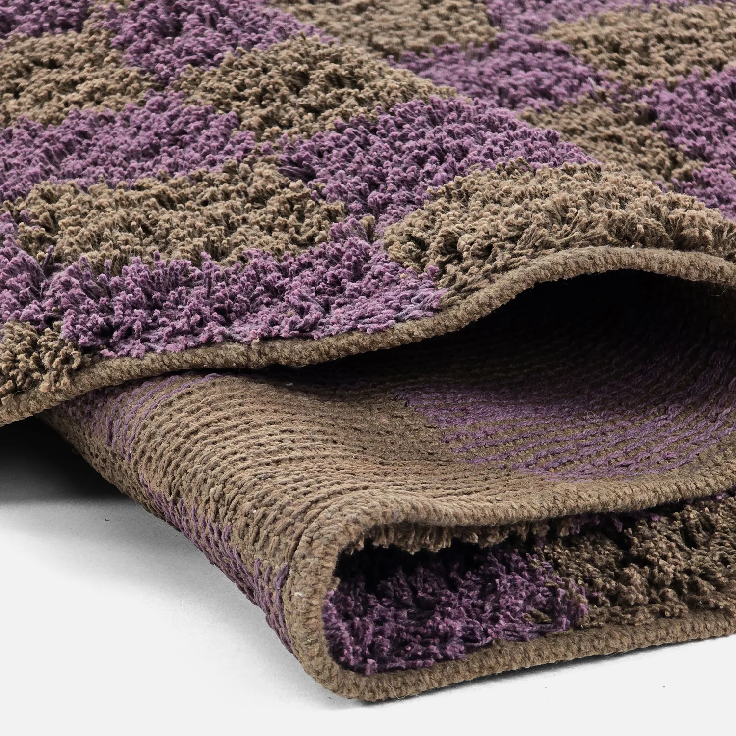 Runde tepper - Elsey Natural Cotton Shaggy (brun/lilla)