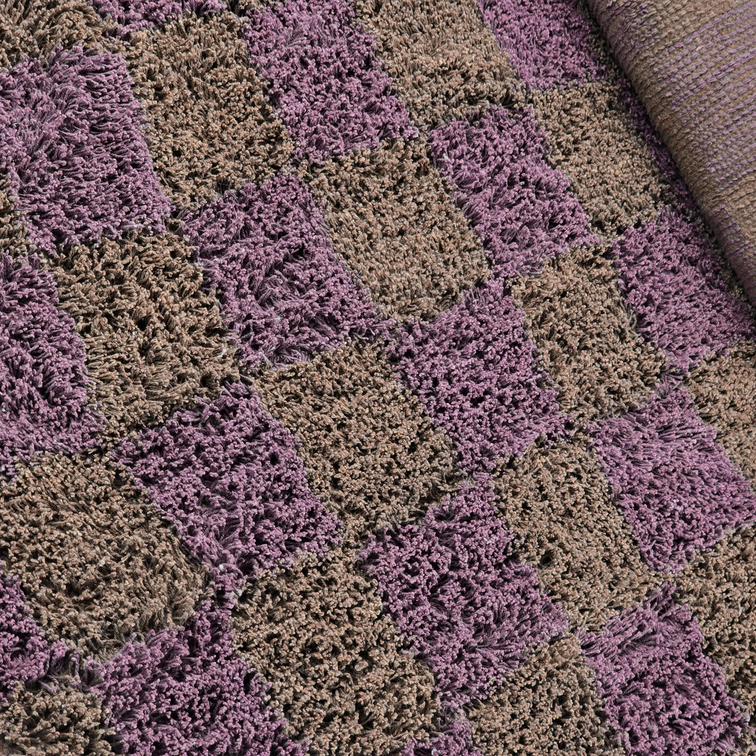 Runde tepper - Elsey Natural Cotton Shaggy (brun/lilla)