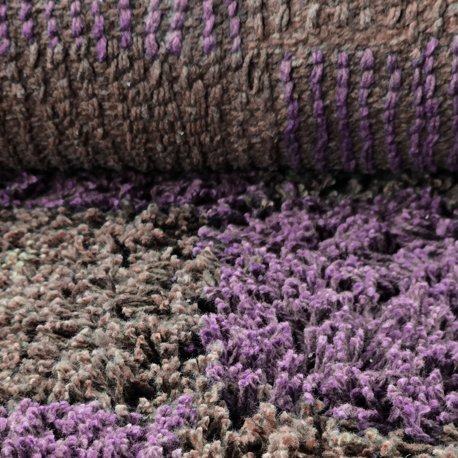 Runde tepper - Elsey Natural Cotton Shaggy (brun/lilla)