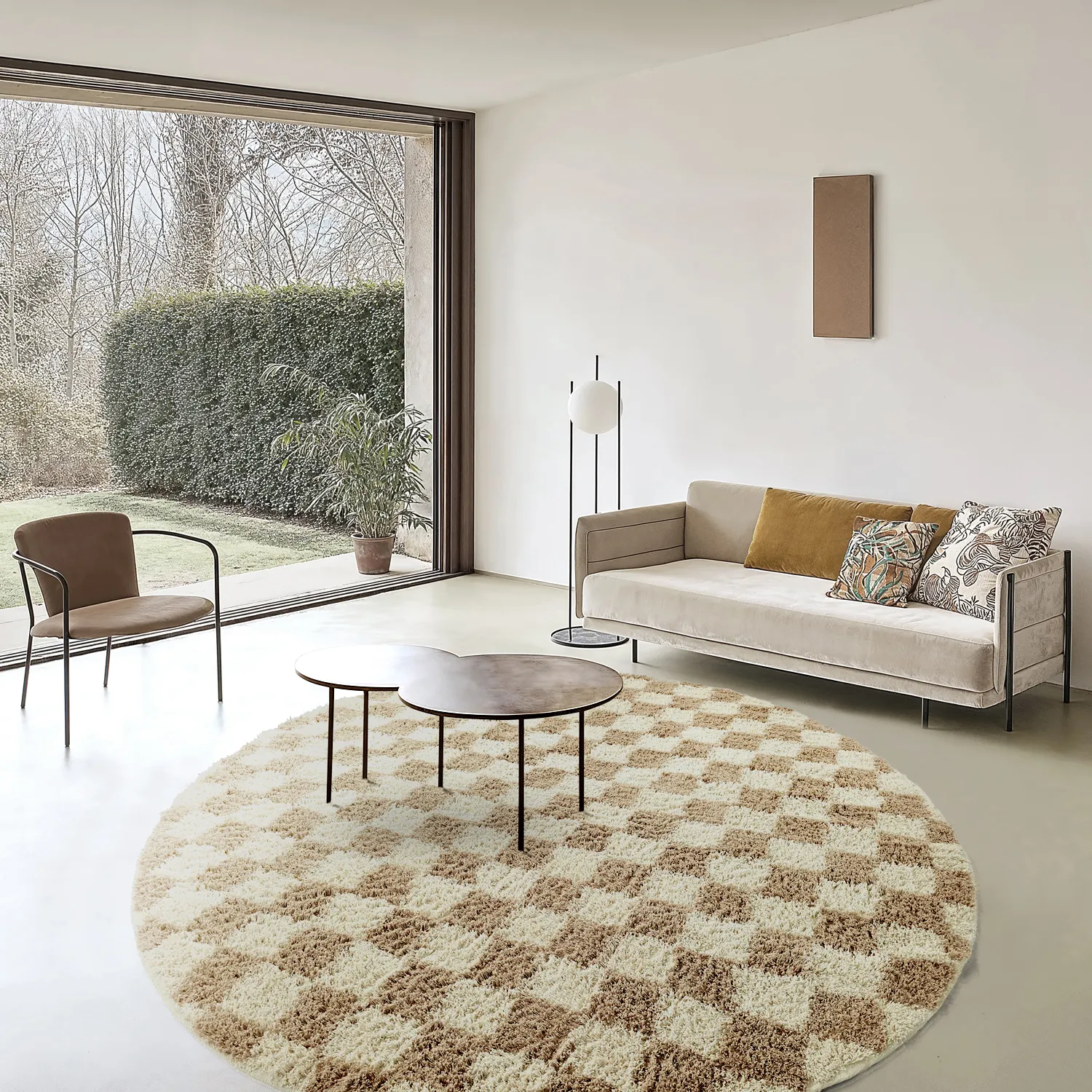Runde tepper - Elsey Natural Cotton Shaggy (krem/sand)