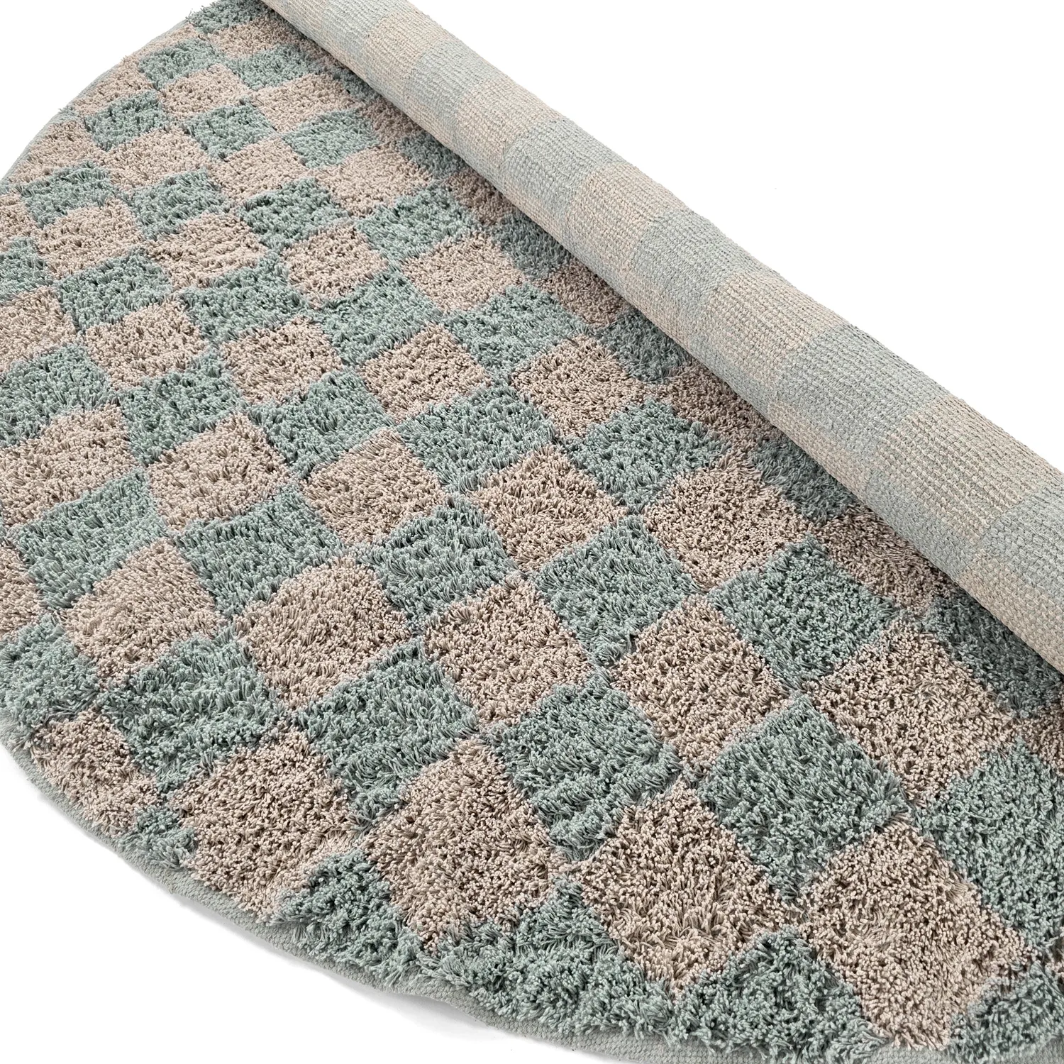 Runde tepper - Elsey Natural Cotton Shaggy (grå/rosa)