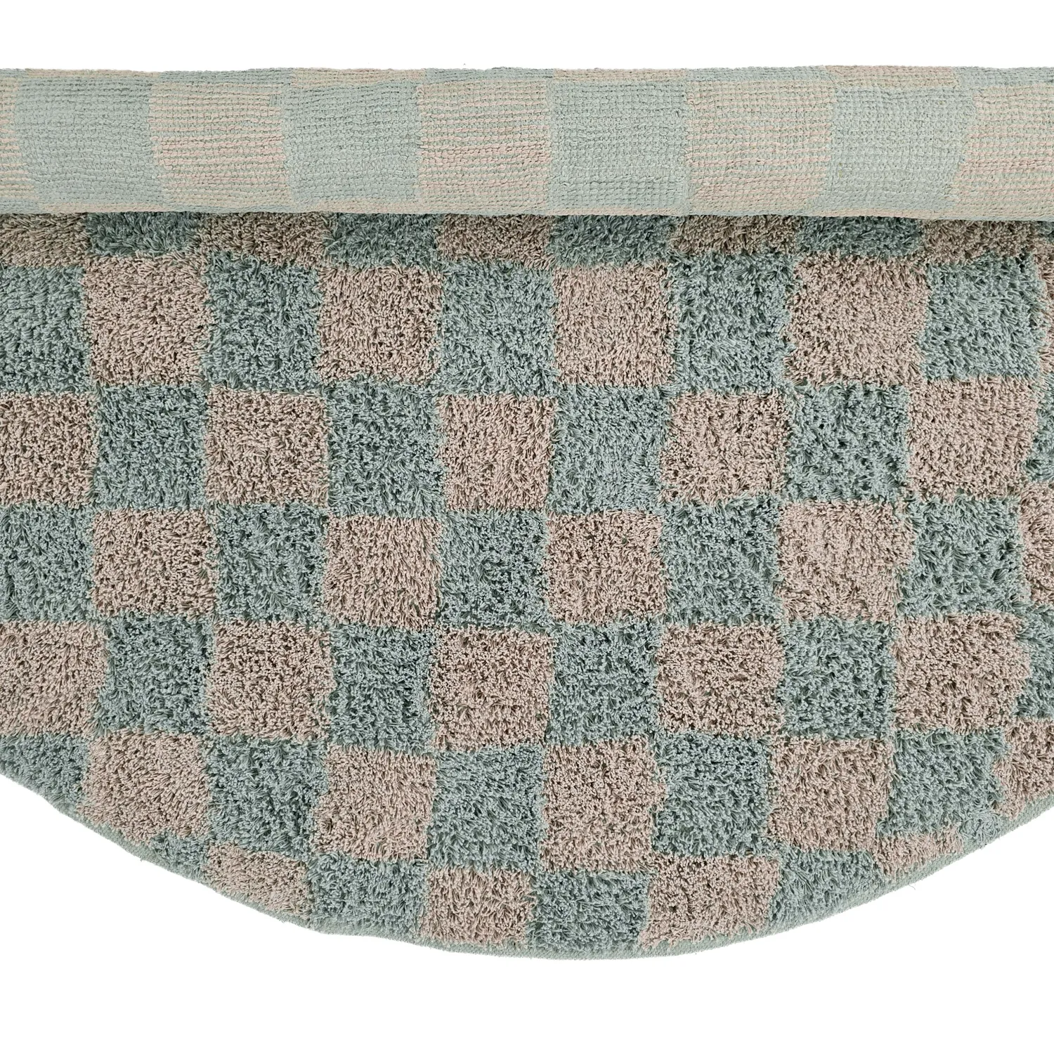 Runde tepper - Elsey Natural Cotton Shaggy (grå/rosa)